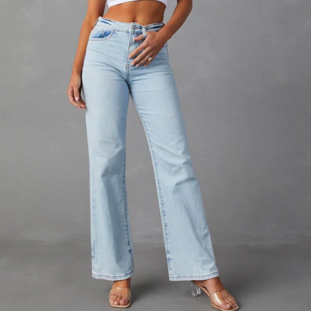 Vici High Rise Wide Leg Jeans in Light Blue